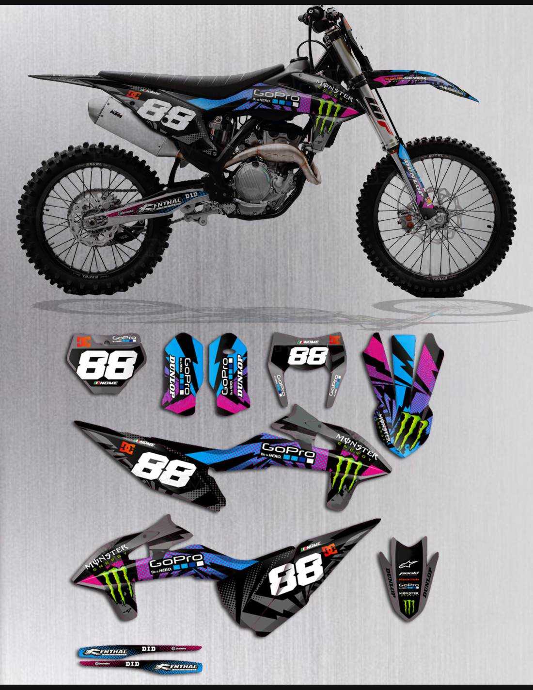 New Motocross Enduro Sticker Decal Kit Motorcycle Quad PW LT KX65 CR85 SX65 YZ85 